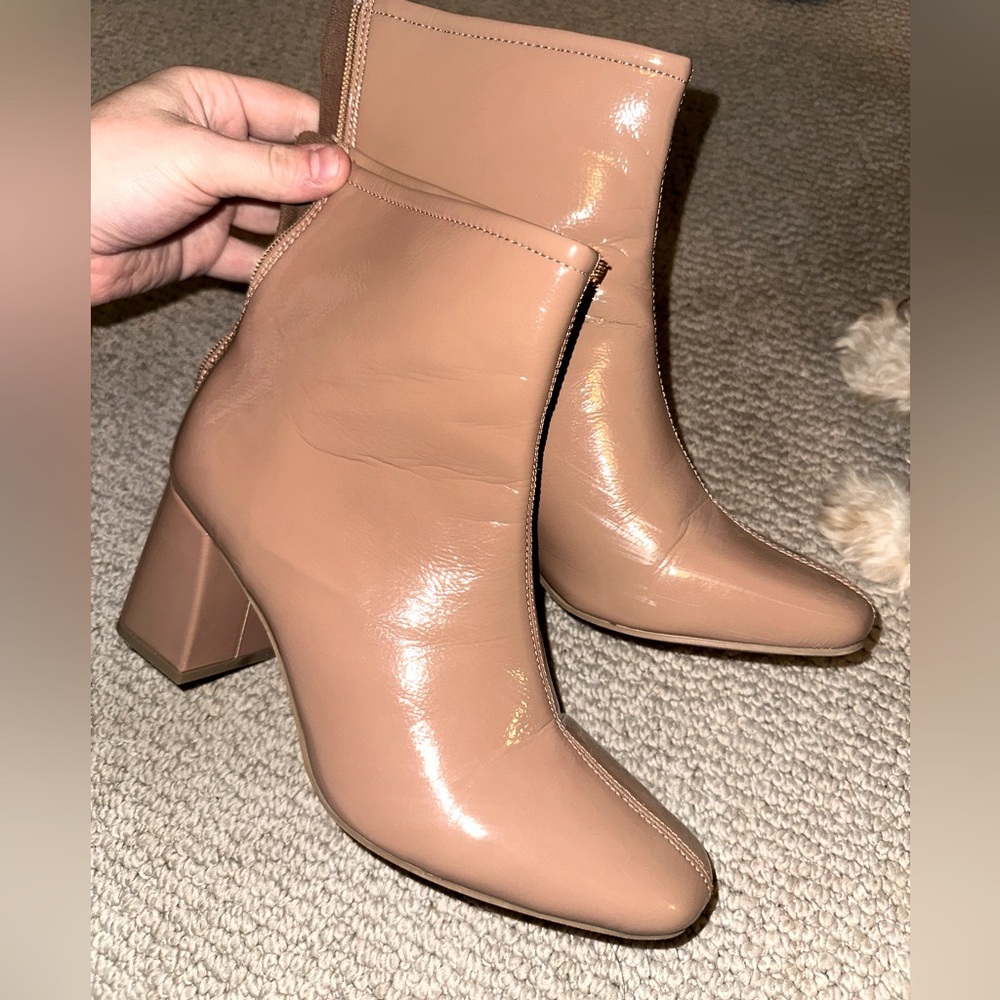 nude heeled booties from boutique size 7.5